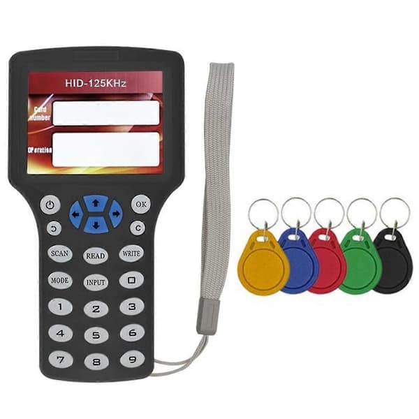 10 Frekvens RFID NFC Smart Card Reader Writer Duplicator+5XUID Nøglering 125K 13.56MHz RFID Kopimaskine Nøgle Replikator