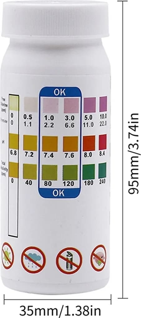 100x Pool Teststrimler 3i1 Klor Brom pH-værdi Alkalinitet Pool Tester Vandtester Pooltilbehør