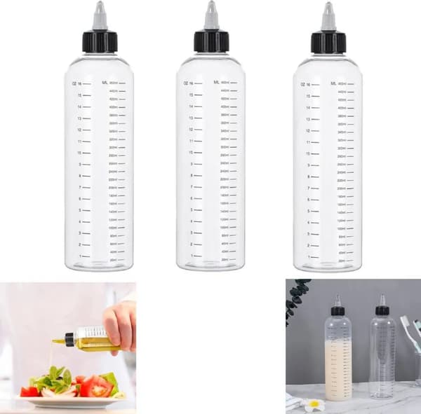 3 st Transparenta 500 ml Klämflaskor med Spetsig Pip, Multifunktionella