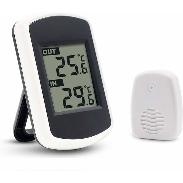 Ulable Inomhus Utomhus Digital Trådlös LCD Termometer Mini Rumstemperatursensor Liten Noggrann Väderprovare för Hem Sovrum Kontor Vit
