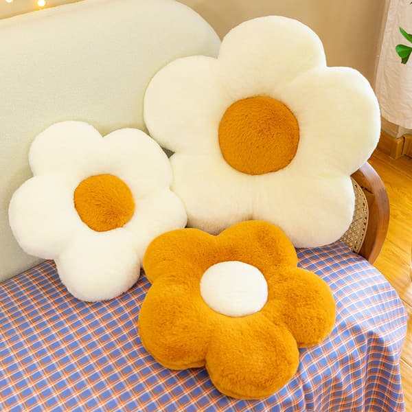 Blomformad kuddmatta kontor stillasittande tatami bil rumpmatta Vit 50CM