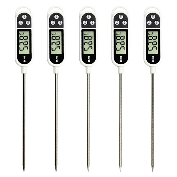 Set med 5 digitala termometrar, stektermometer, kötttermometer, LCD grill BBQ kött, grilltermometer
