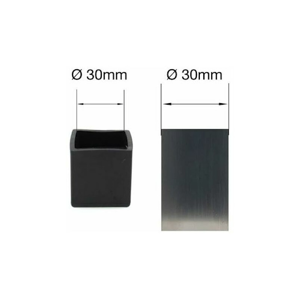 Firkantede gummiendestykker - 30 mm - til stole, borde, møbelben
