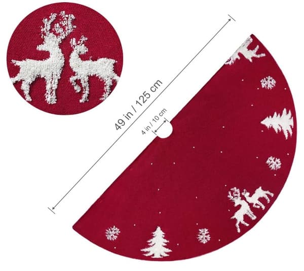 Julgransmatta 122 cm, stickad 3D älg julgransfot