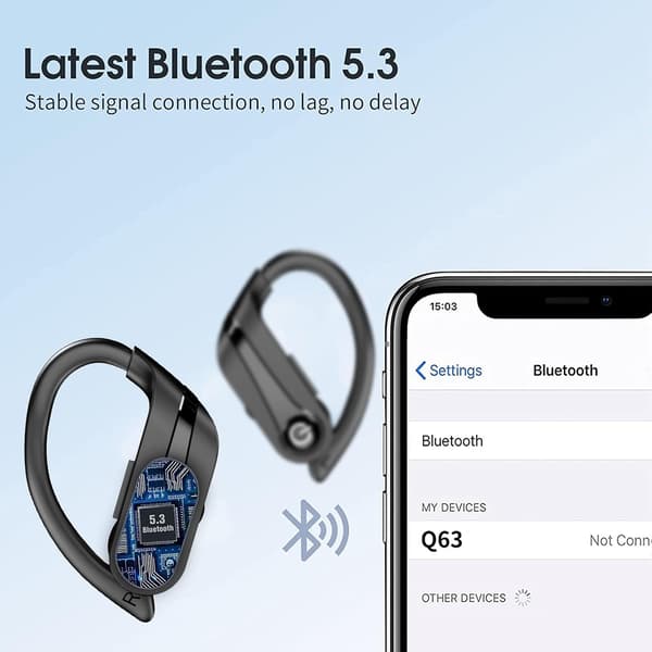 Trådløse ørepropper 72H hodetelefoner med mikrofon Over Ear Bluetooth 5.3 USB-C hurtiglading, knappkontroll, IPX7 vanntette øretelefoner for iPhone Android