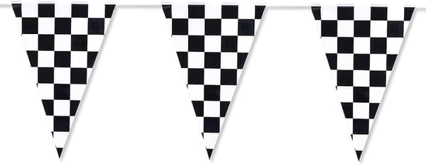 30 meter ternet sort og hvid vimpel banner flag racing fest