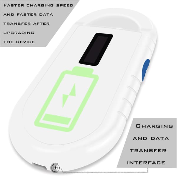 Mikrochipscanner, ISO11784/85/FDX-B/EMID 128 registreringer datalagring og upload til PC. Mikrochipscannerlæser