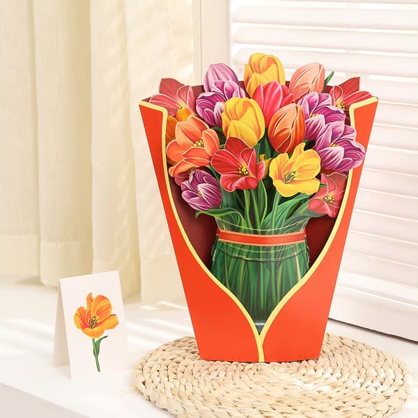 Pop Up Blomsterbukett Gratulationskort Mors Dag Present A
