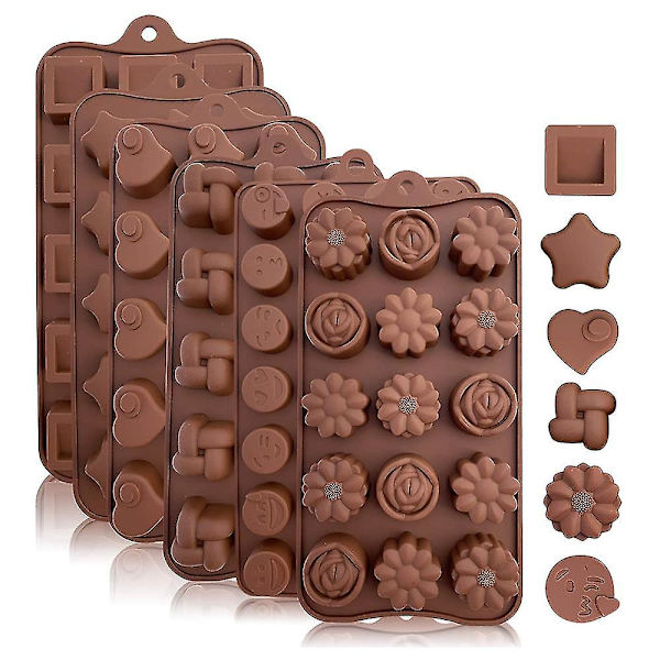 6 Stykker Kakeform Multi Stil Silikon Sjokoladeform L Baking