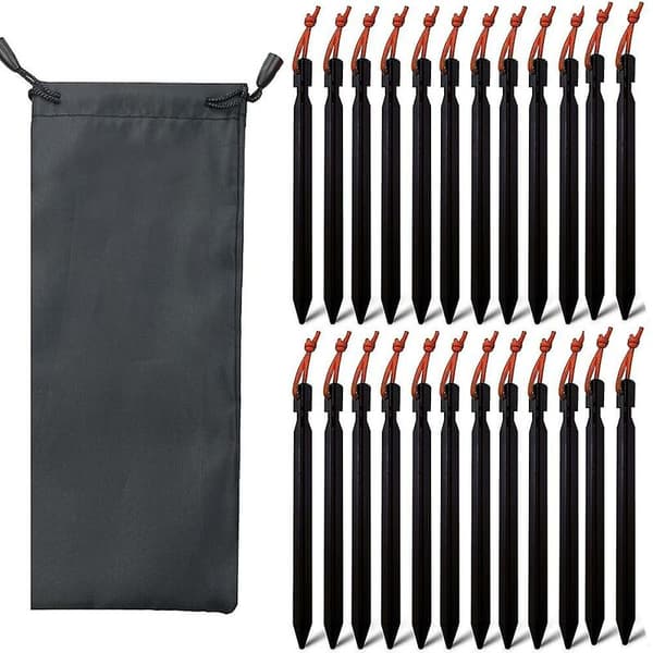 Tält Skyddsgardin Markspik Aluminiumlegering Tygväska Pack Utomhus Camping Triangulär Tjock Tältspik Med Rep
