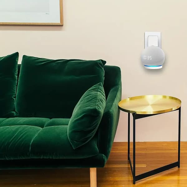 Echo Dot 4/5 Högtalarställ - Uppgraderade Echo Dot 4/5 Tillbehör med Kabelhantering, Premium Utrymmesbesparande Echo Dot 4/5:e Gen Ställ Hängare Väggfäste