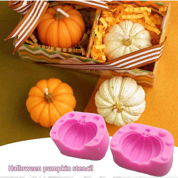 4 par 3D græskarkageforme, mini græskar silikoneforme Halloween geléforme