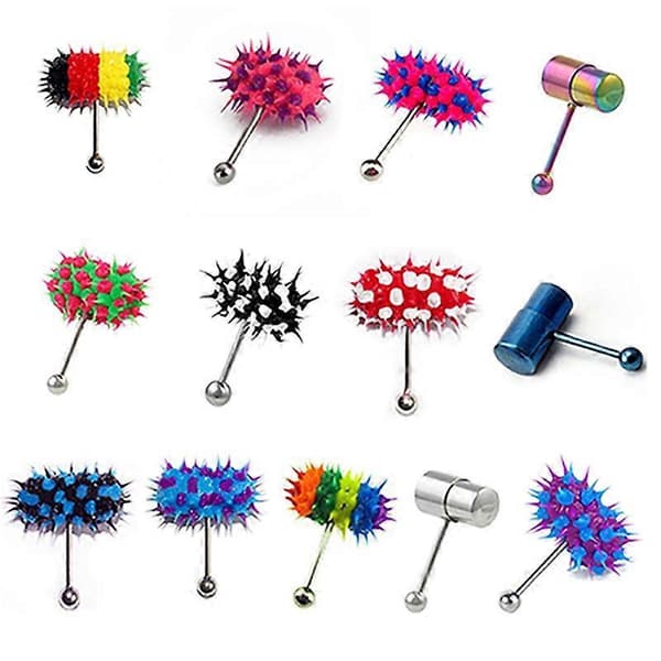 Unisex Cool Punk Hammare Form Vibrerande Tungstav Kroppspiercing Smycke