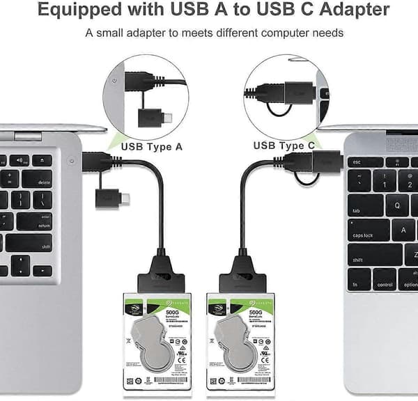SATA - USB-sovitin USB 3.0 ja USB C 2,5 tuuman SSD HDD -levyille UASP-nopeudella tiedonsiirtoa varten