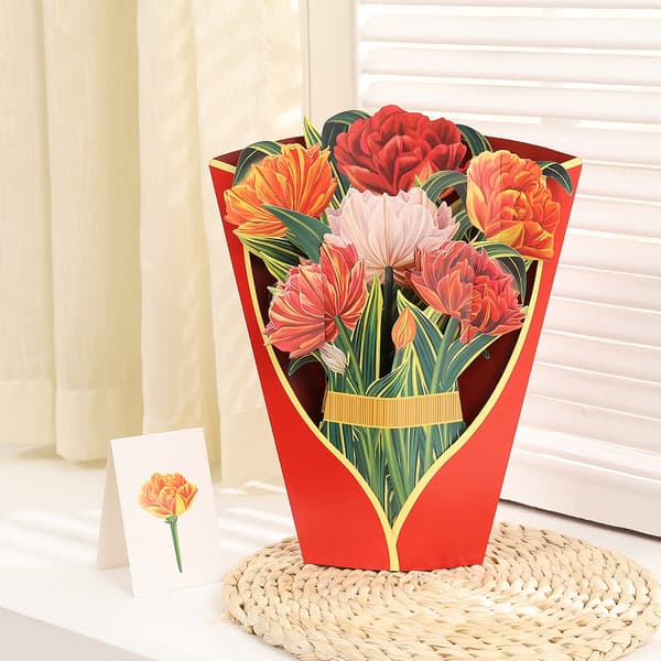 Pop Up Blomsterbukett Gratulasjonskort Morsdagsgave A