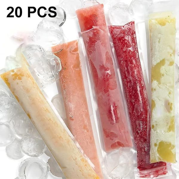 20-pak Popsicle-poser, gør-det-selv isposeposer til yoghurt, is-slik-pops