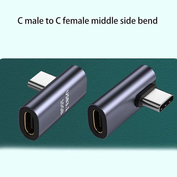 USB C Adapter 90 Grader Han til Hun Forlænger til Hurtig 3.1 Dataoverførsel og Opladning