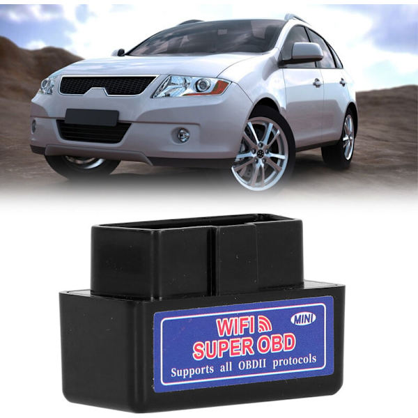 til ELM327 12V OBD2 Scanner Mini WIFI Bil Detektor Diagnostisk Adapter til Android (Sort)