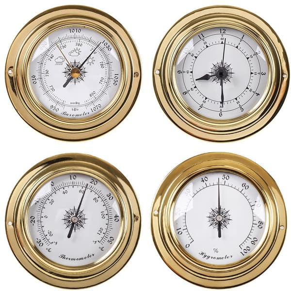 Termometer Hygrometer Barometer Klokker 2 Hele Sett Meter (Gull)