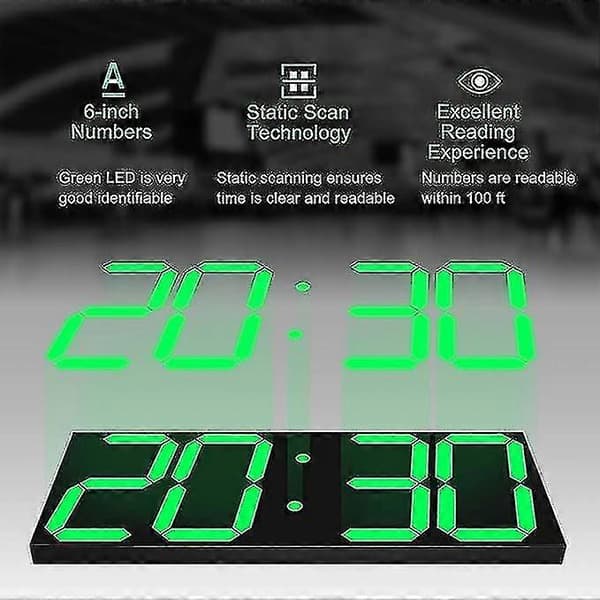 Digital LED Väggklocka med Stor Display, Lättlästa Siffror för Hemmakontorsbruk