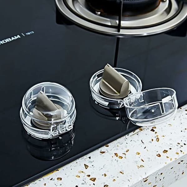 4-pack knappskydd gasspis knappskydd för barnsäkerhet babyspärrar kökssäkerhet hemkök (transparent 6 x 4 cm)