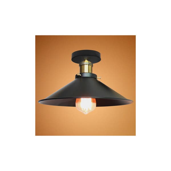 Cham 30cm Paraplyhat Design Loftlampe Retro Industriel Metal Lysekrone E27 Sort - Sort