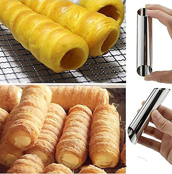 Rustfrie stålrør, non-stick belegg, DIY Cannoli-former, diagonalformet, sett med 16