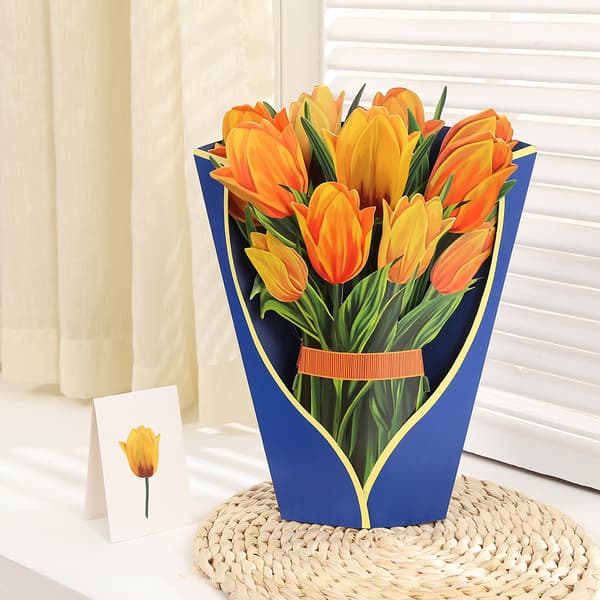 Pop Up Blomsterbukett Gratulasjonskort Morsdagsgave A