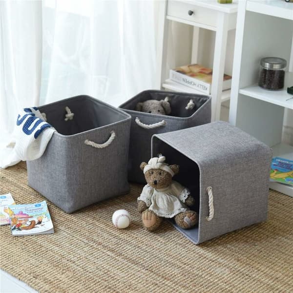 Vikbar förvaringslåda i tyg (33 x 33 x 33 cm) för leksaker, handdukar och kläder, grå (1-pack)