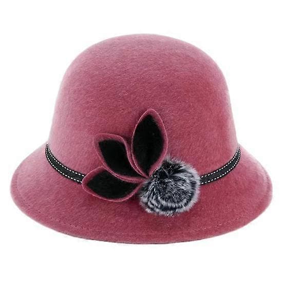 Elegant damefilt hatt Trendy vinter høst damer kuppel med blomst
