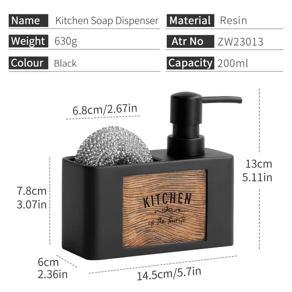 Køkken sæbedispenser, badeværelse håndspritflaske black