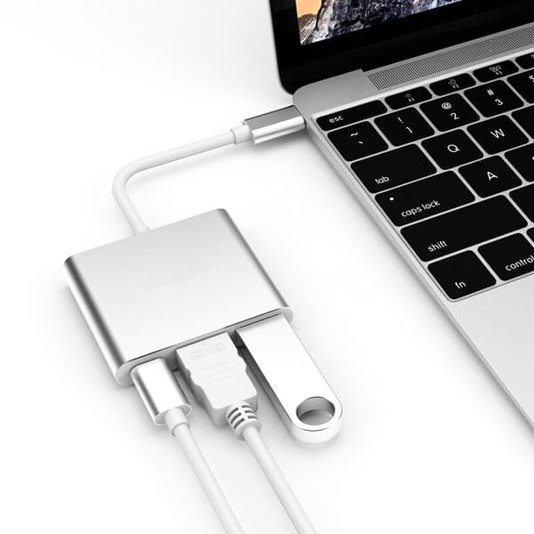 Typ-c till hdmi 4kusb3.0PD-omvandlare hdmi till typ-c tre i en Grå