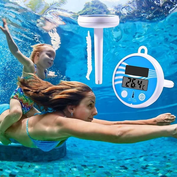 Digitalt solcelledrevet bassengtermometer flytende spa-termometer (blått)