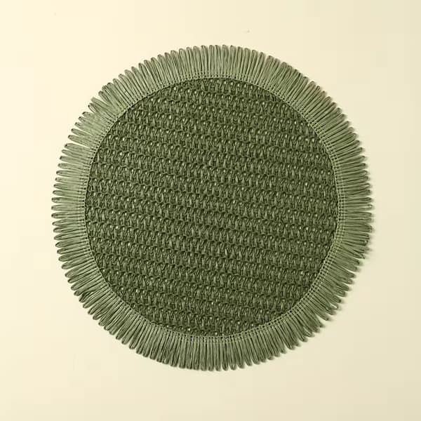 Fire runde bordbrikker, bohemsk landstil, med dusker. 4PC