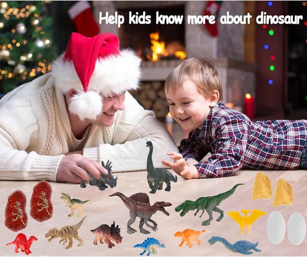 2025 Dinosaur Adventskalender med høykvalitets lekematte for gutter, barn