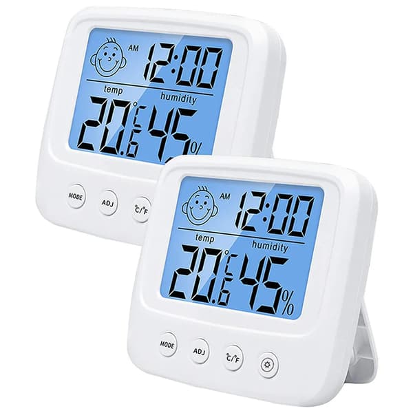 2 stk. termometer for innendørs bruk, romtermometer digitalt innendørs, LCD intelligent hygrometer