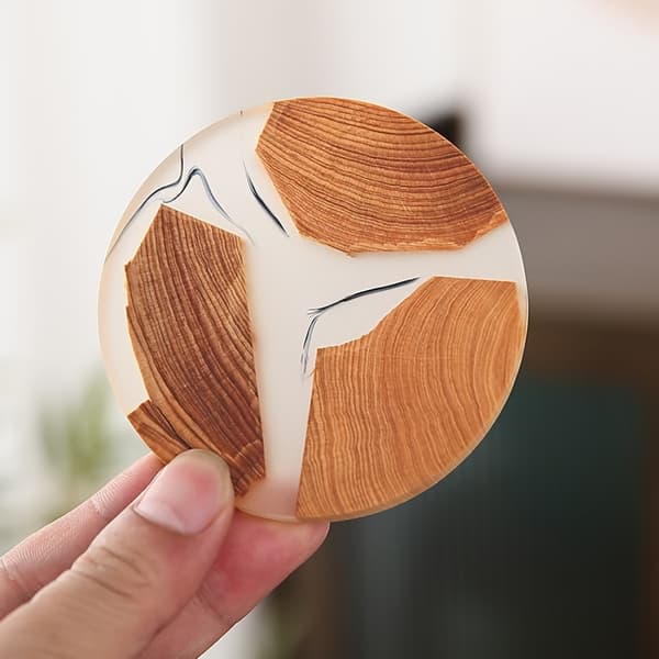 Setripuinen lasinalussarja säilytystelineellä Size: 6 pieces