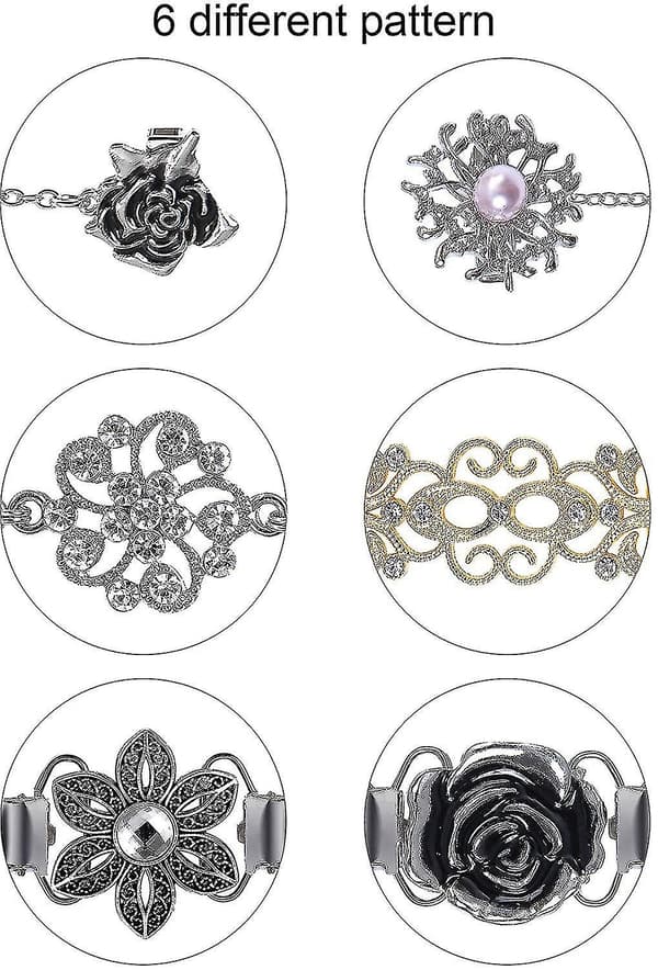 6 st Passform Klänning Cinch Clips Set, Retro Kofta Krage Clips