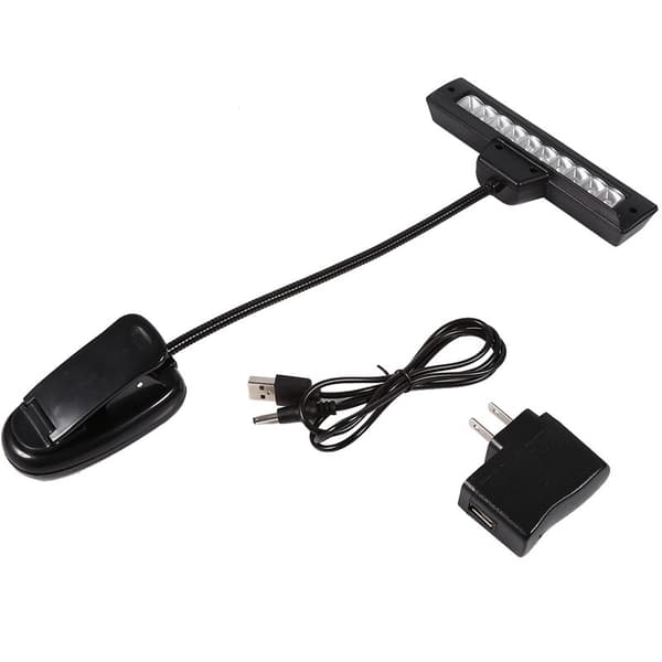 Bærbar 10 LED Clip-on Noder Stand Klemme Lys Soveværelse Skrivebordslæselampe AC 110V 220V 2