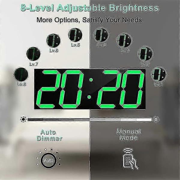 Digital LED Väggklocka med Stor Display, Lättlästa Siffror för Hemmakontorsbruk