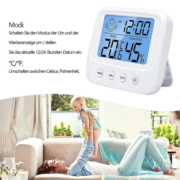 2 stycken termometrar för inomhusbruk, rumstermometer digital inomhus, LCD intelligent hygrometer