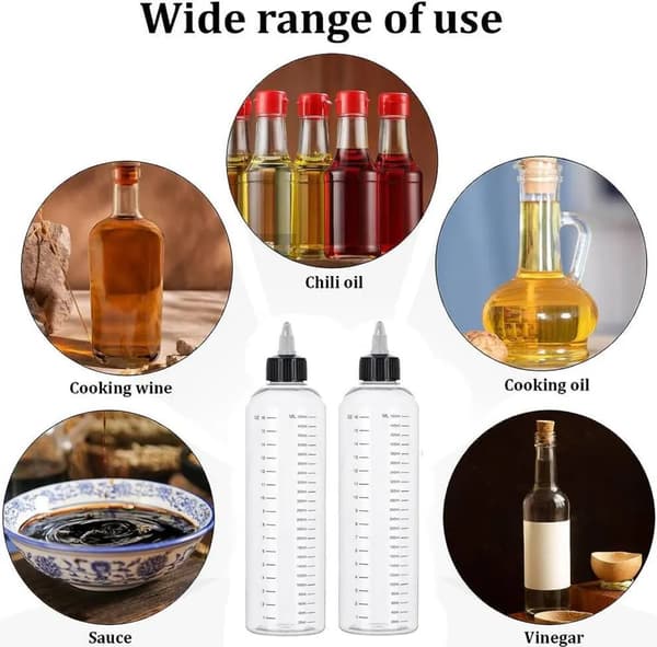 3 st Transparenta 500 ml Klämflaskor med Spetsig Pip, Multifunktionella