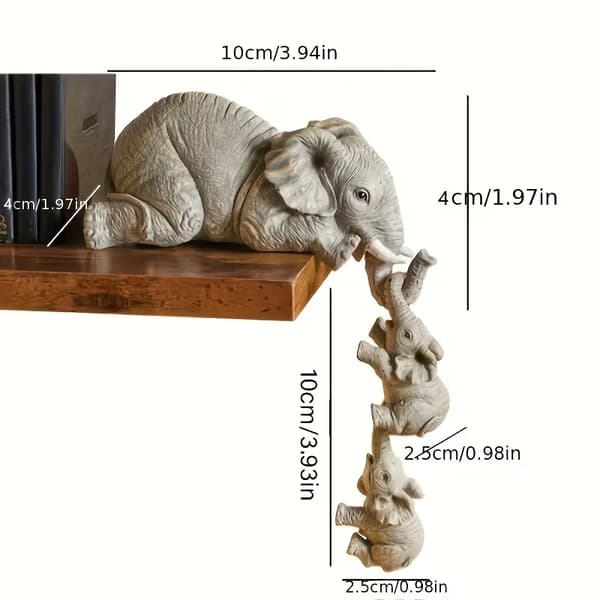 3-delt Sæt med Søde Elefantfigurer - Kunsthåndværk i Resin 1 set