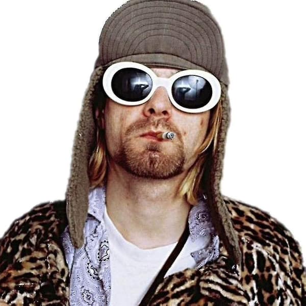 Kule Nirvana Kurt Cobain-stil Clout-solbriller, hvit