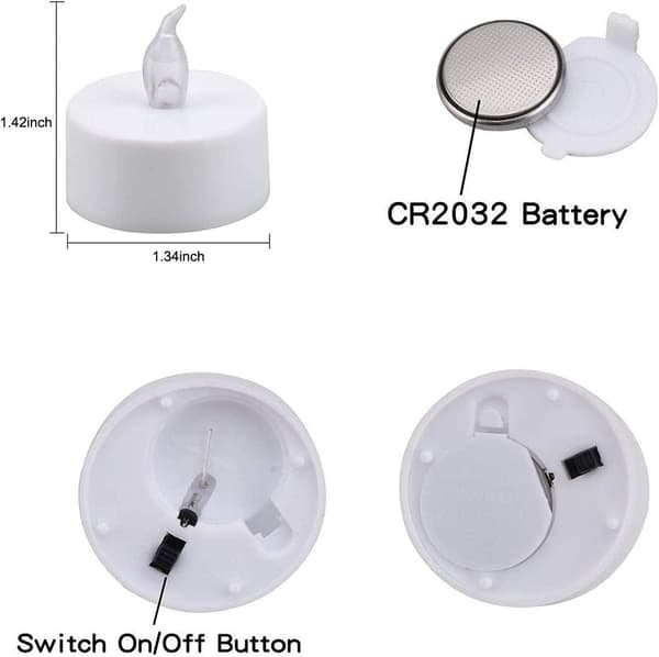 12-pakning Flammeløse LED-telys, flimrende batteridrevne lys 200+ timer