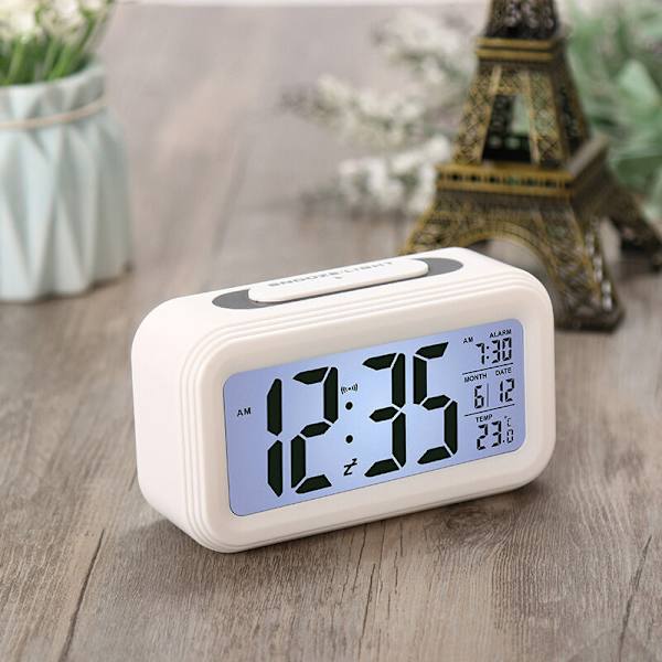 Multifunktionell digital väckarklocka LED Smart Light Klocka Temperatur Evighetskalender