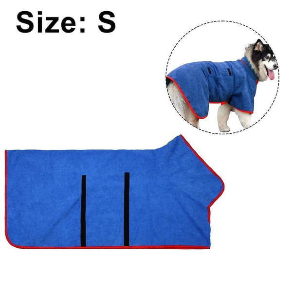 Hund tørre badekåbe håndklæde, mikrofiber materiale hurtigtørrende super absorberende hund badekåbe-blå-s