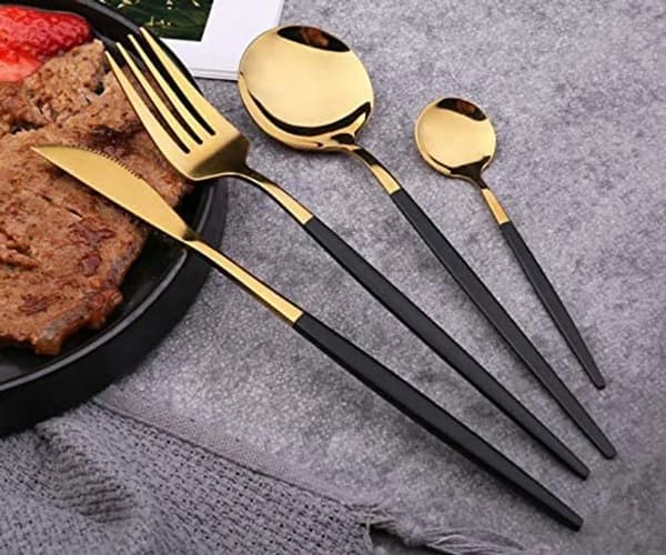 4 st rostfria bestickset rostfritt bestickset matbestick (svart)