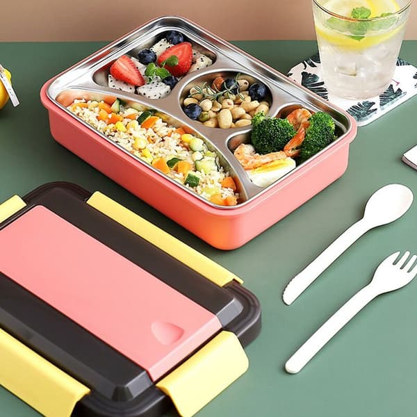 Matboks i rustfritt stål, isolert, flerlags Bento-matbeholder