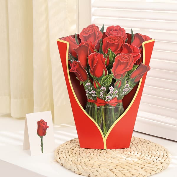 Pop Up Blomsterbukett Gratulationskort Mors Dag Present A